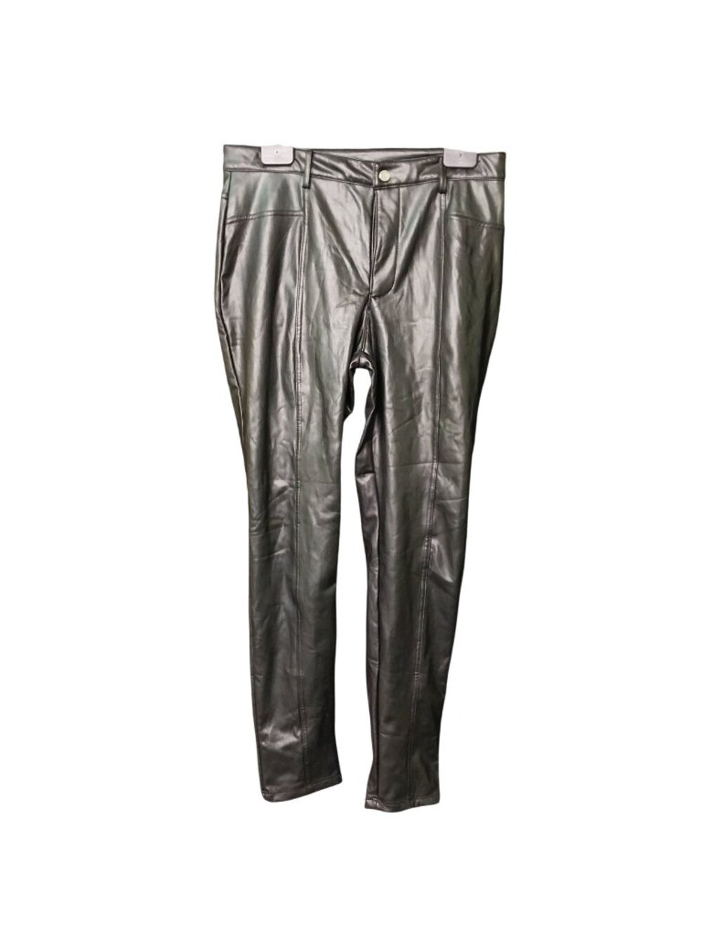 Haute Monde Womens Large Faux Leather Slim Fit Pants